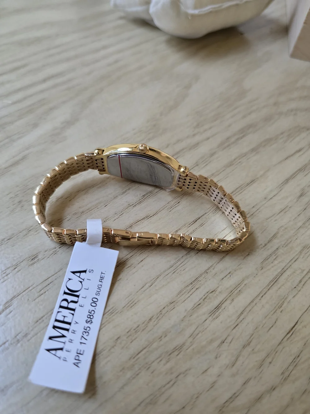 Perry Ellis Gold-Tone Women's Bracelet Watch with Brushed Silver Back